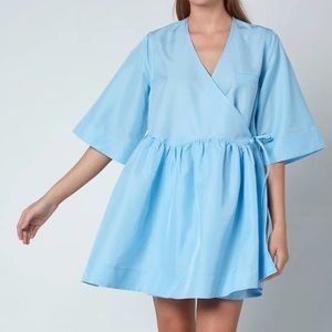 Ganni taffeta wrap mini dress